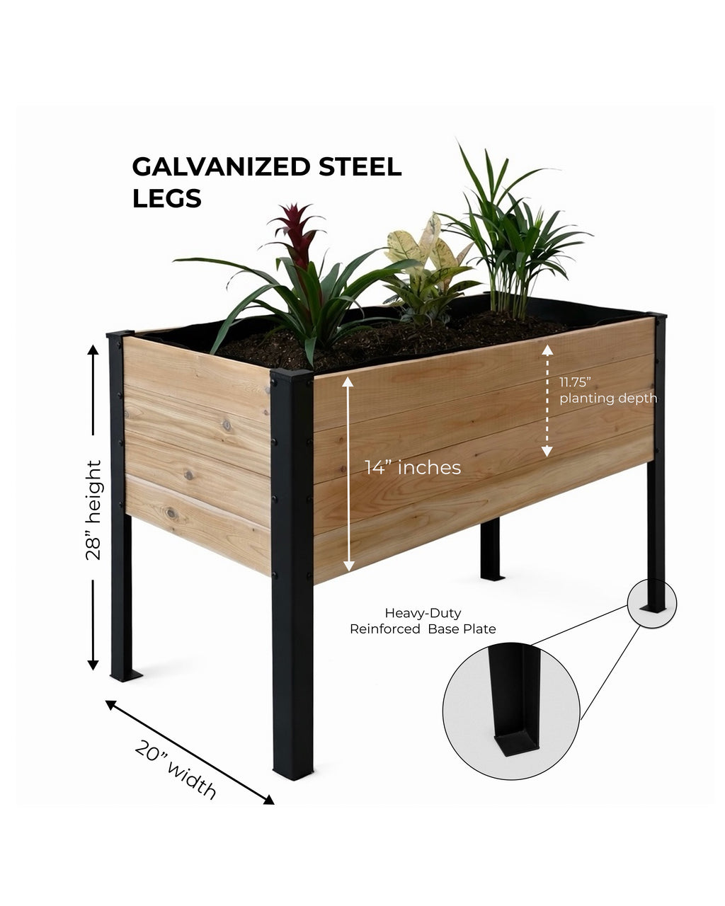 Raised Cedar Planter Box 48x19x28 | PRIME