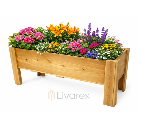 Raised Western Red Cedar Planter 48x20x28 outdoor